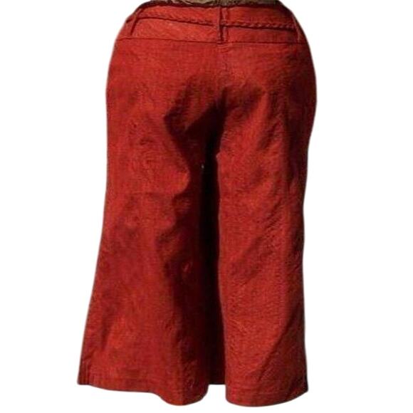 Cache Rust 100% Raw Silk Removable Self Belt Crop Pant New NWT Linen Feel $108 - Picture 2 of 12